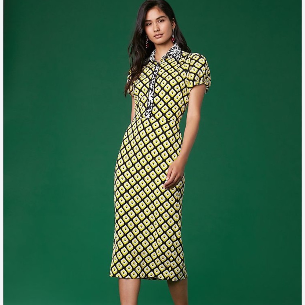 Diane Von Furstenberg DVF Elly dress yellow and black size 6